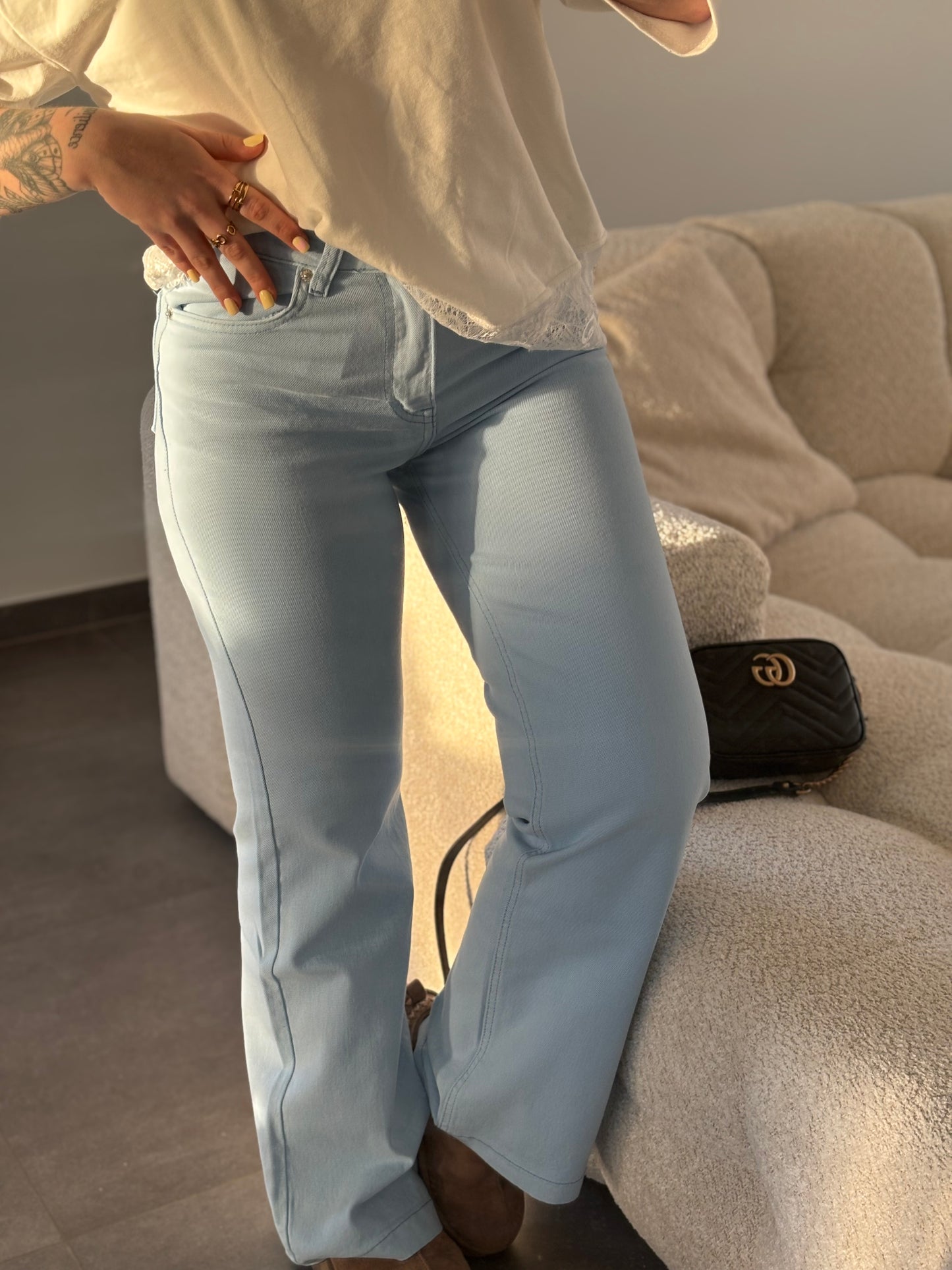 Jeans Lilia bleu pastel Wide Leg