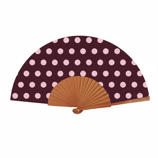 Éventail à pois choco rose