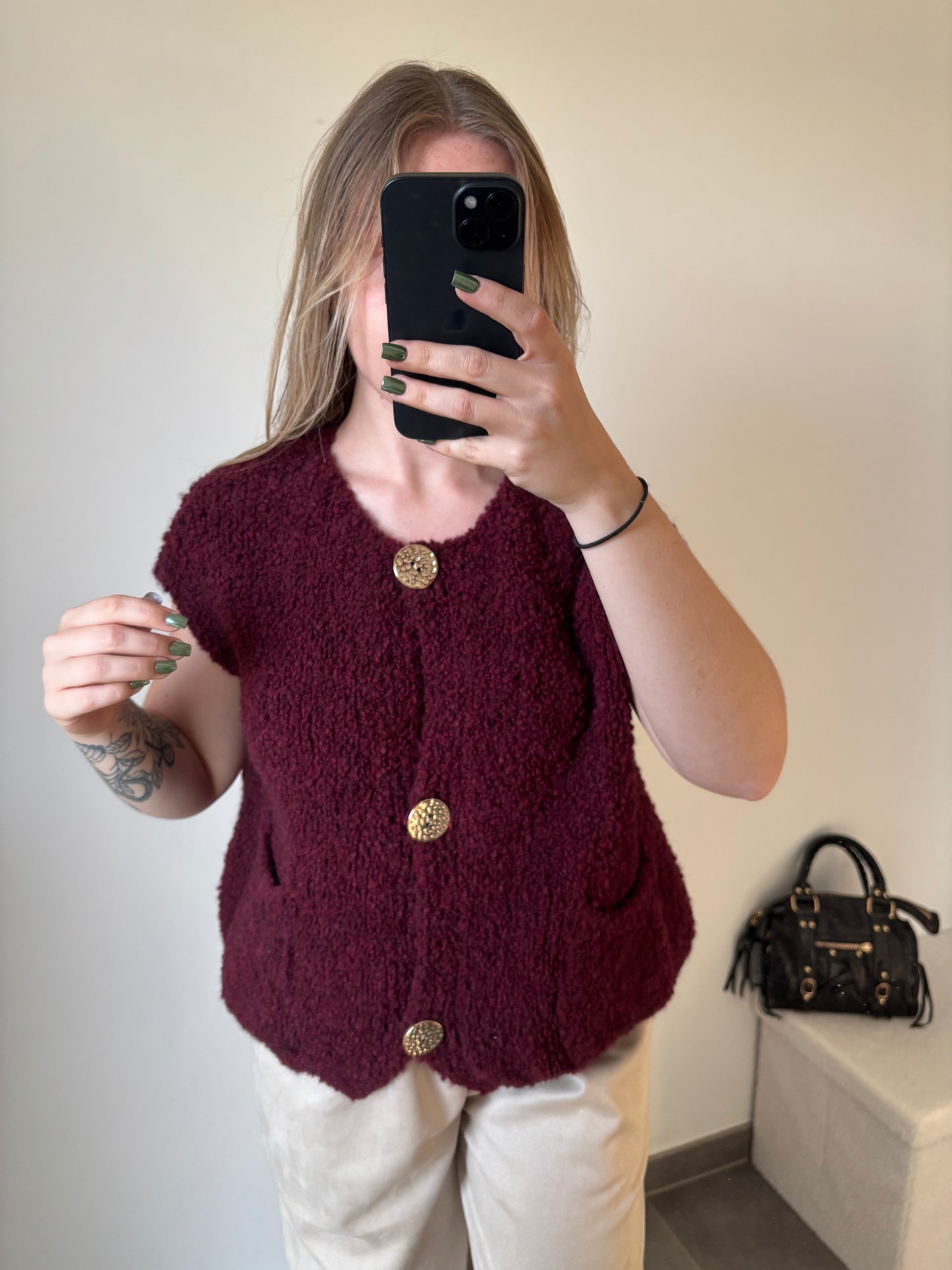 Gilet Arya sans manche Bordeaux