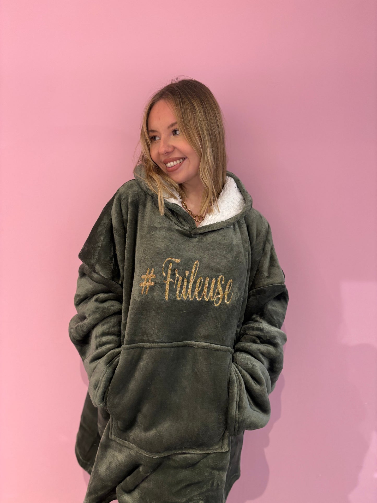 Poncho plaid Frileuse kaki