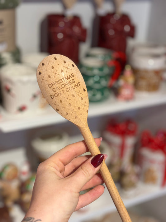 Cuillère en bois « les calories de Noël ne comptent pas »
