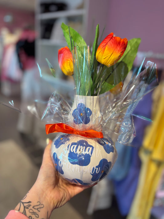 Vase Fleurs bleues maman d’amour