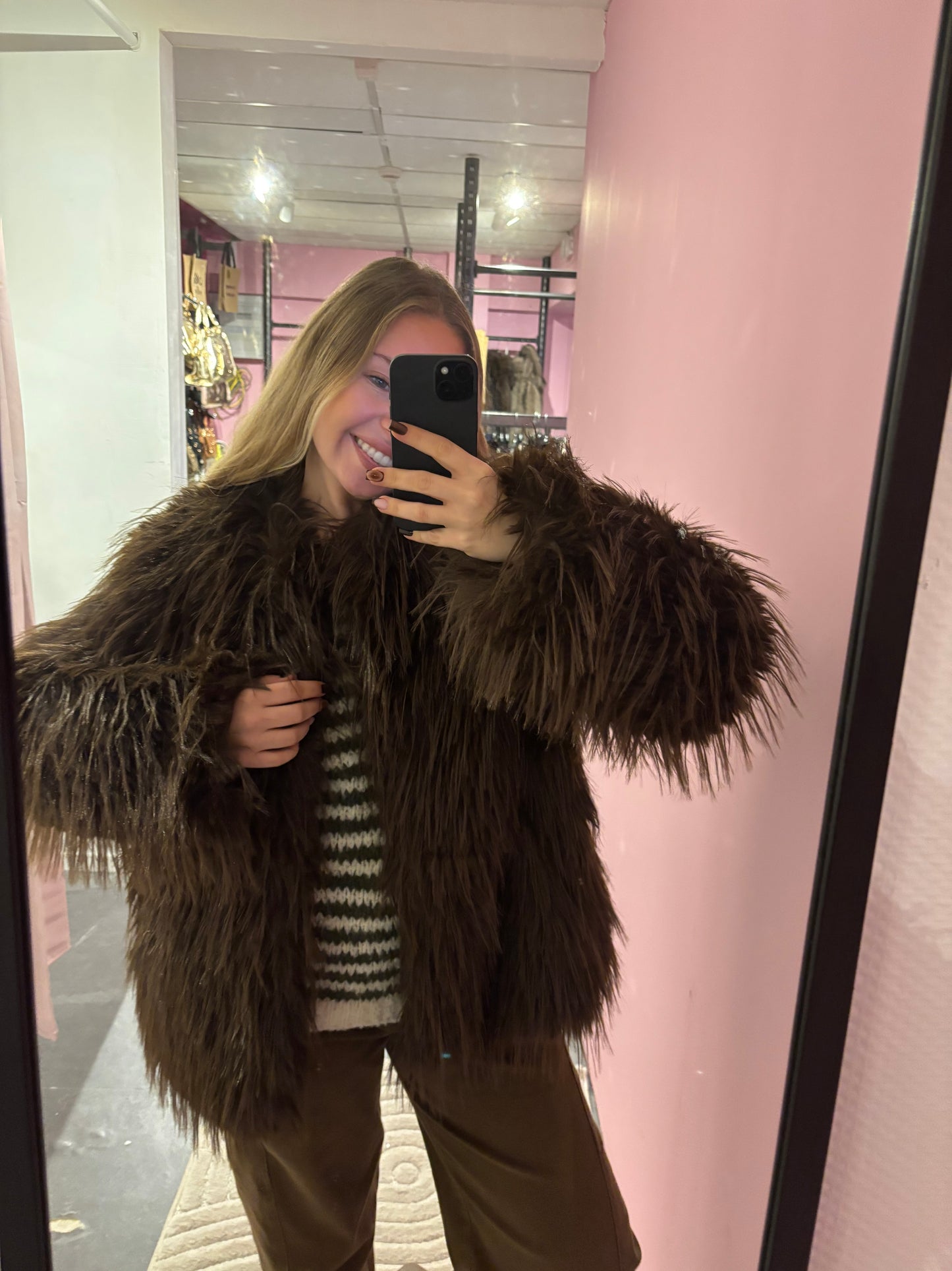 Veste en fausse fourrure plume Choco