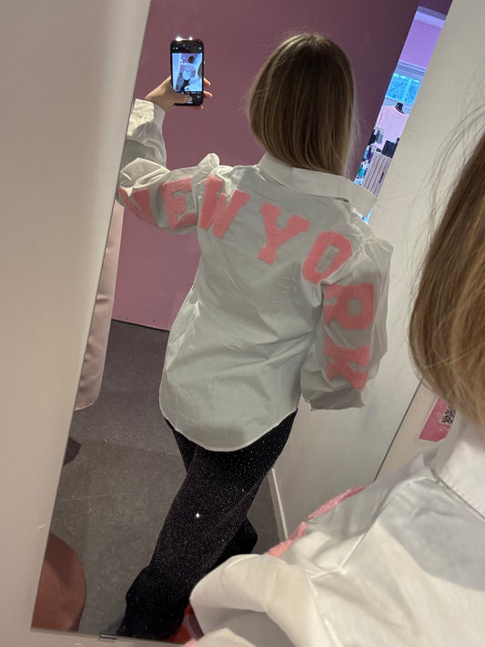 Chemisier NEW YORK rose et blanc