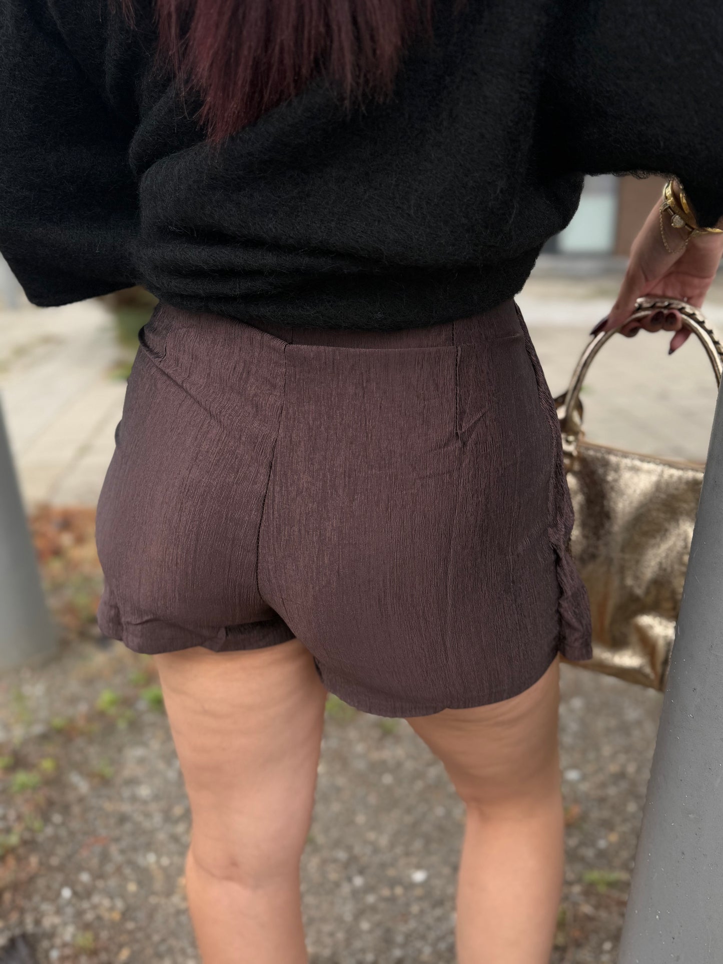 Jupe short satiné choco