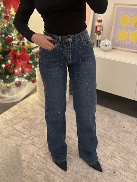 Jean bleu strass