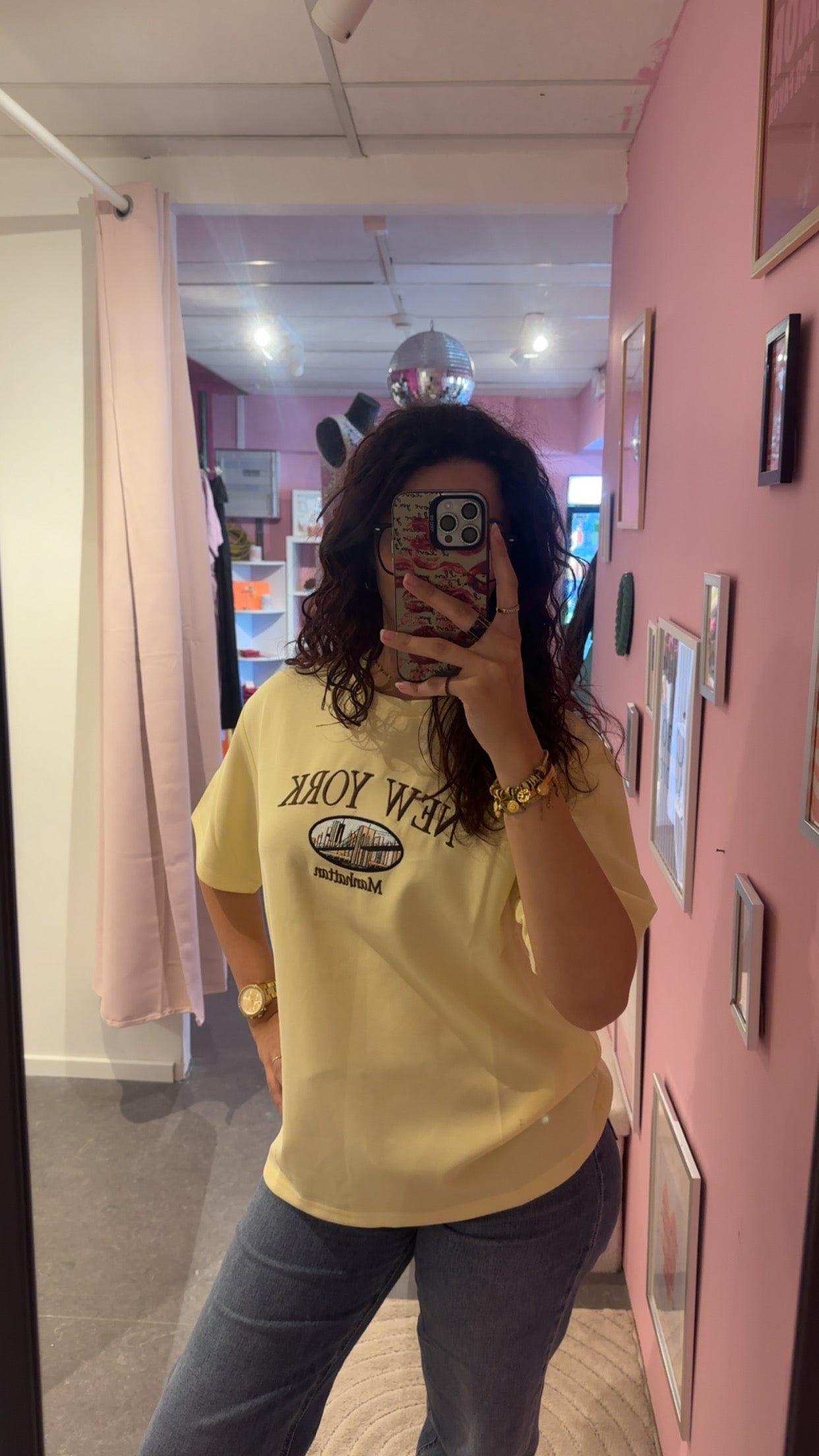 T-shirt New York jaune