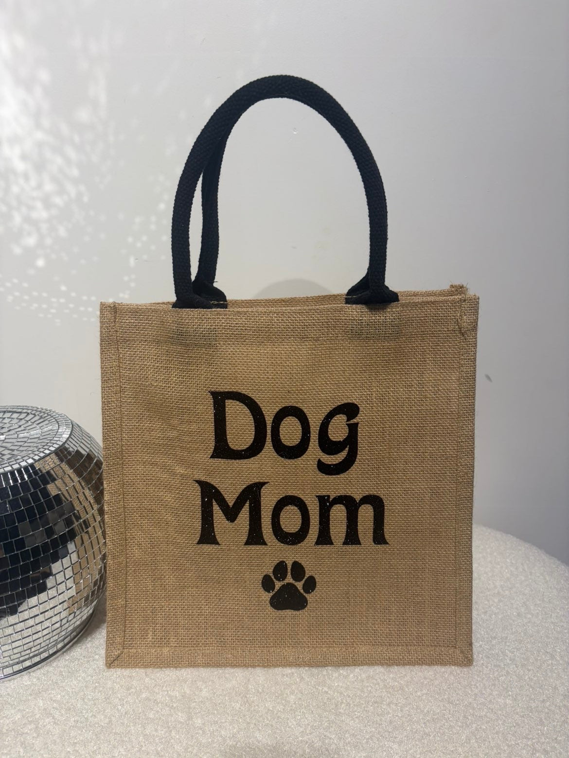 Sac en jute beige DOG MOM moyen