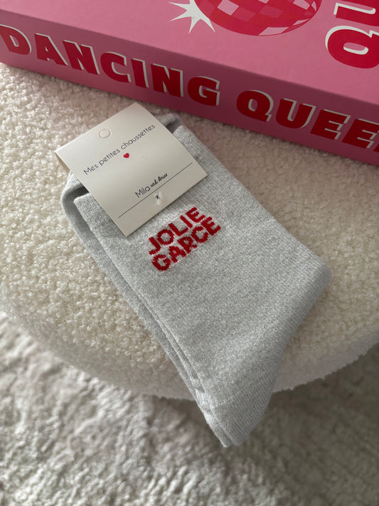 Chaussette à paillettes jolie garce blanche