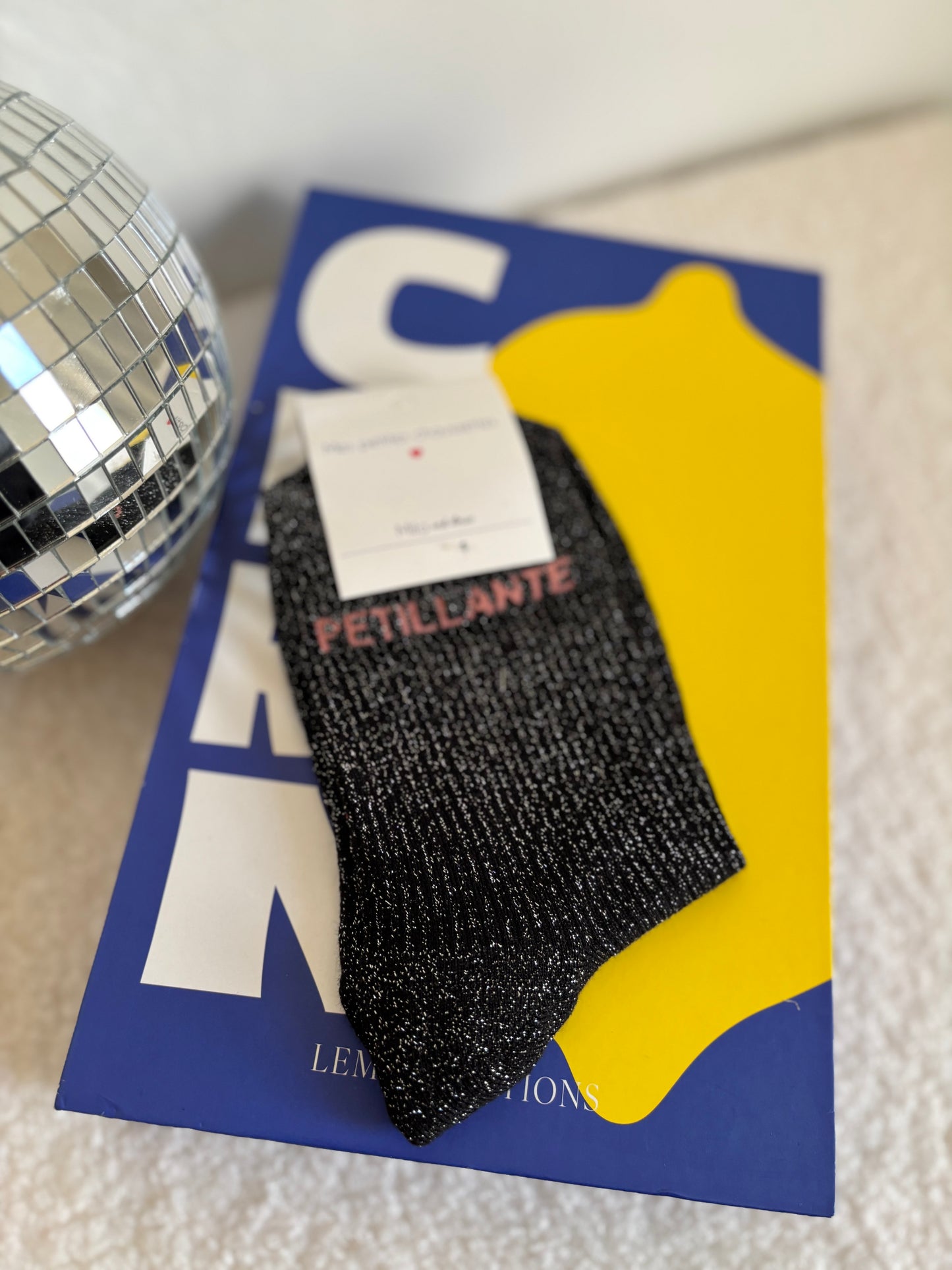 Chaussette à paillettes pétillante noire