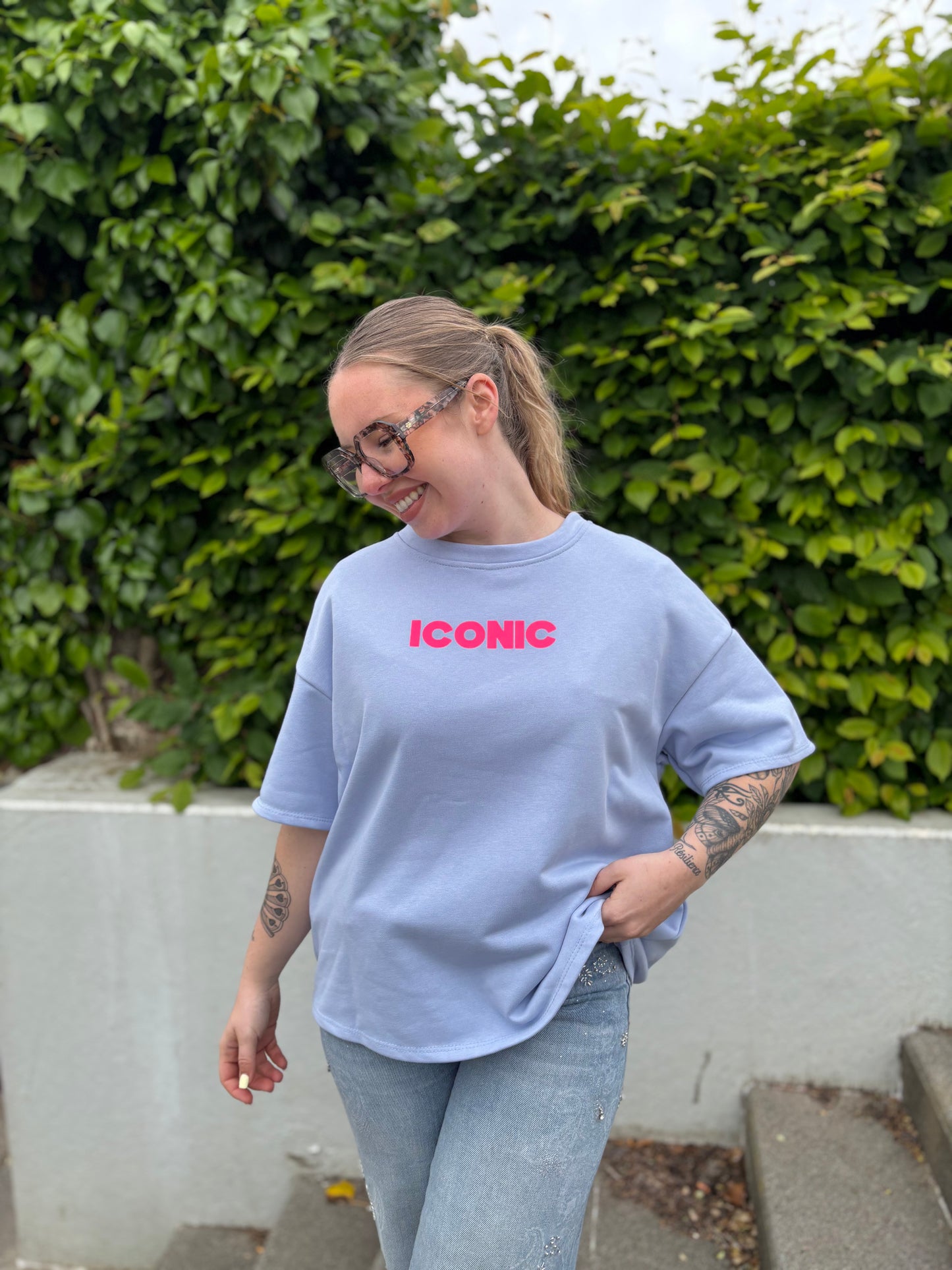 Sweat Iconic bleu manches courtes