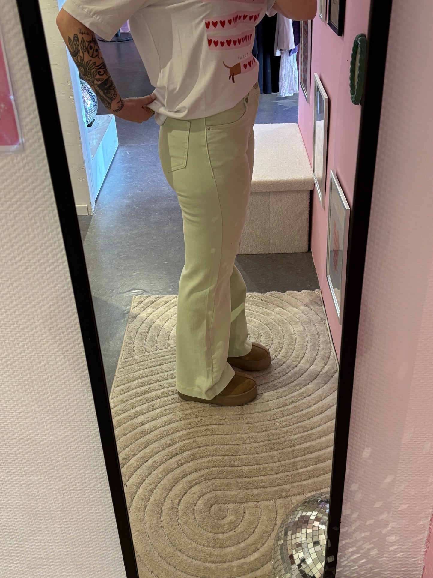 Jeans Lilia vert pastel Wide Leg