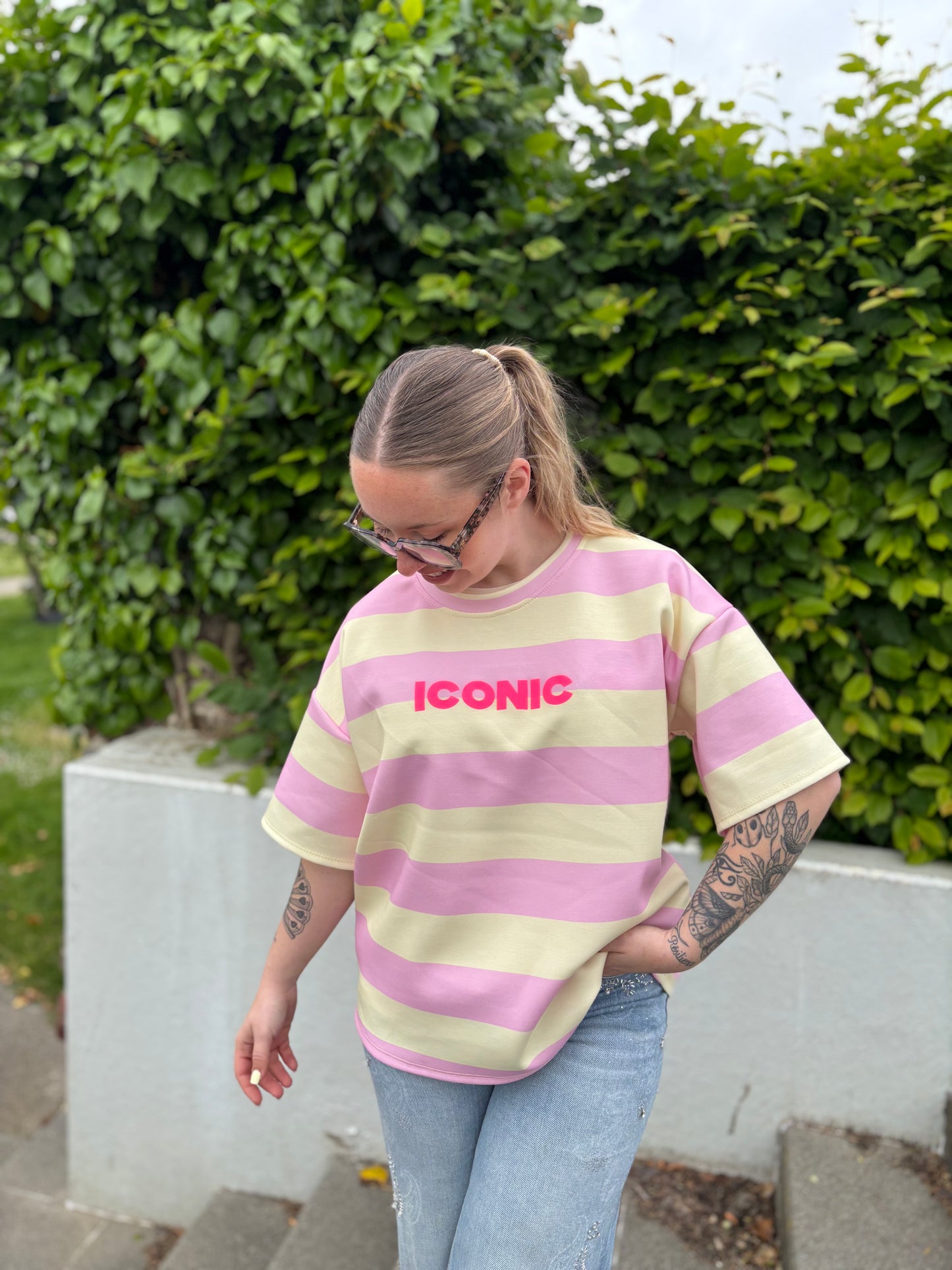 T-shirt épais iconic rose et jaune