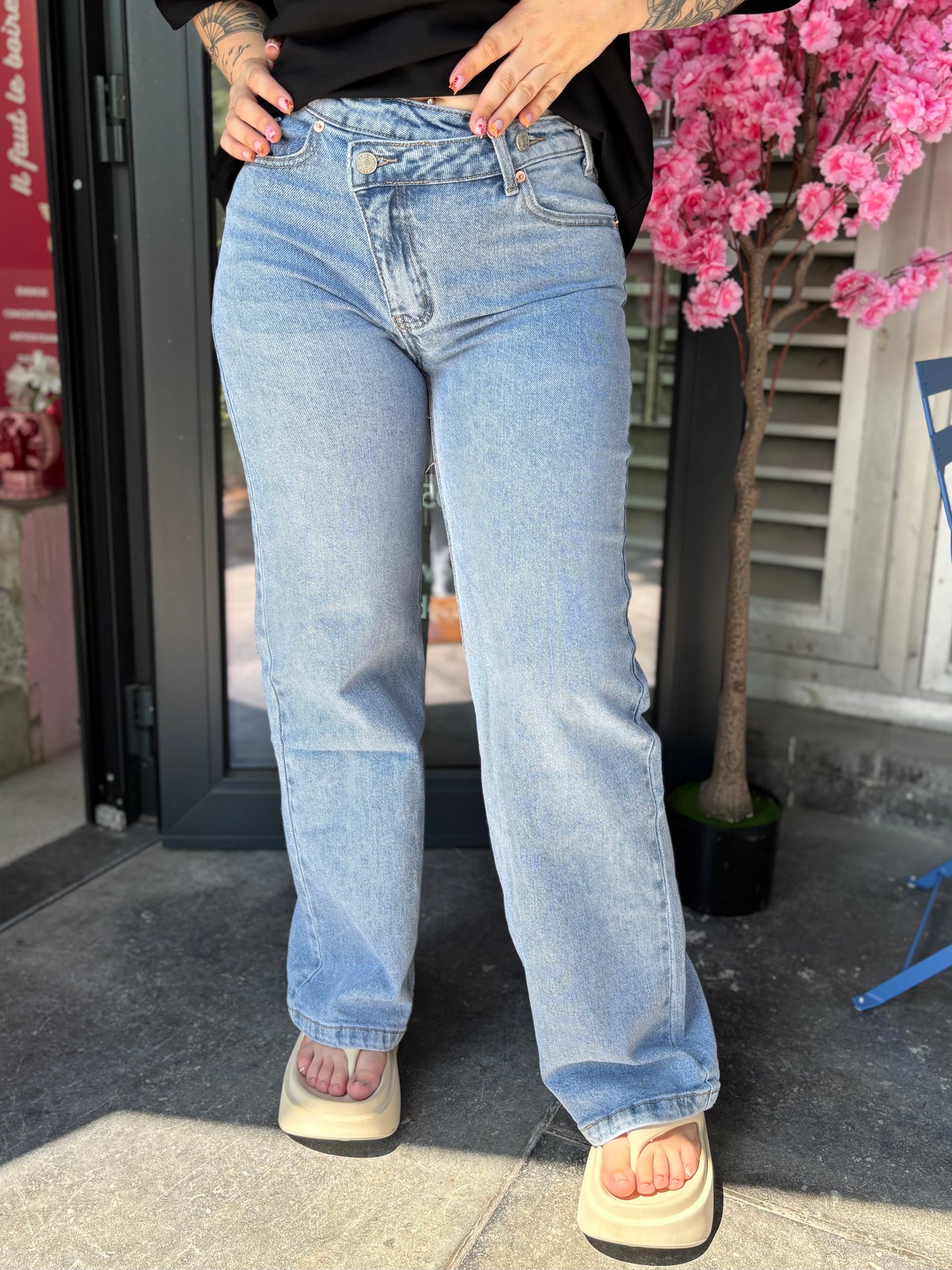 Jean asymétrique bleu