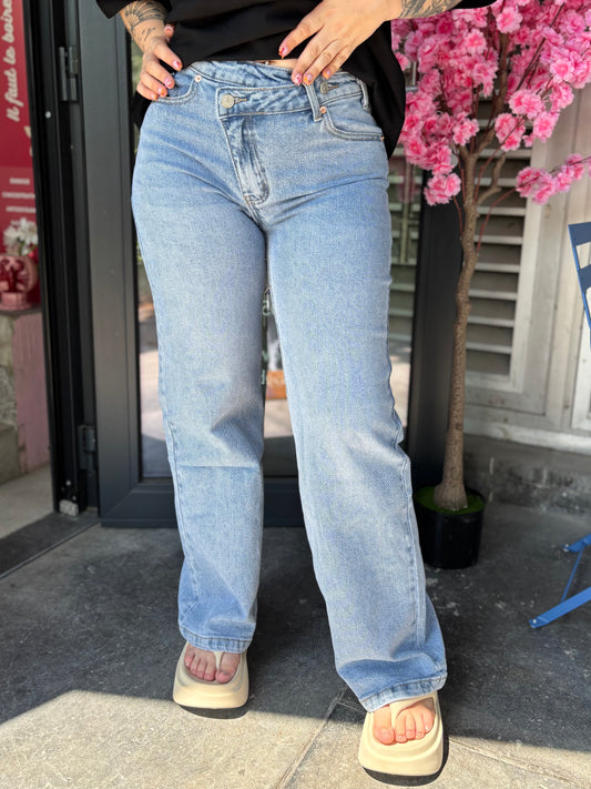 Jean asymétrique bleu
