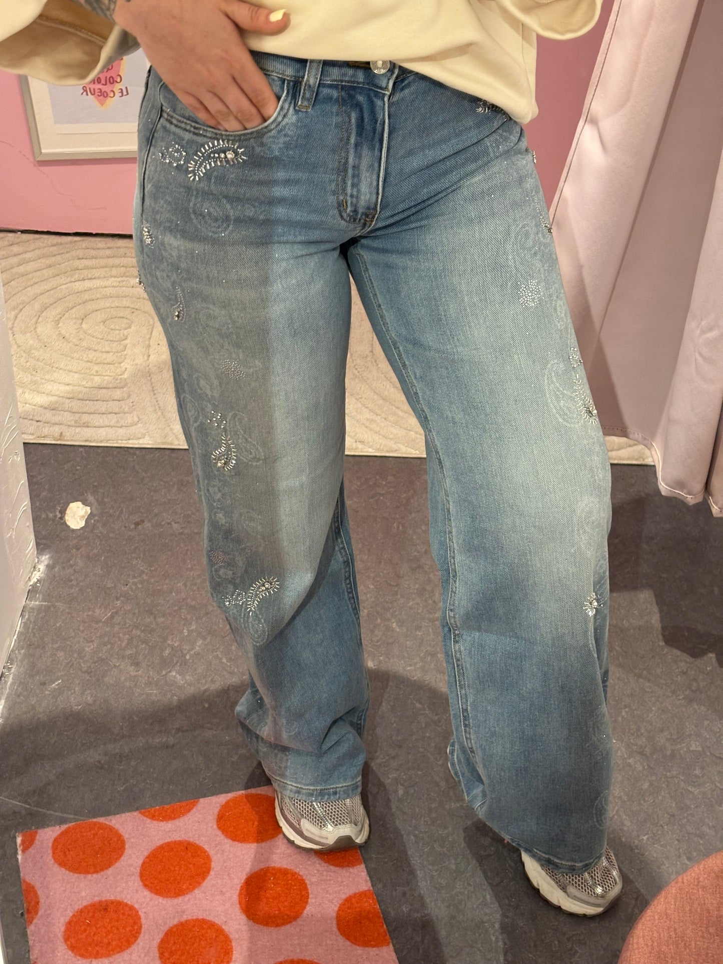 Jeans bandana strass