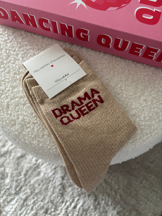 Chaussette à paillettes drama queen beige