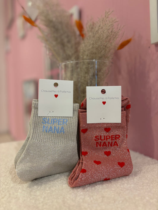 Chaussettes paillettes super nana