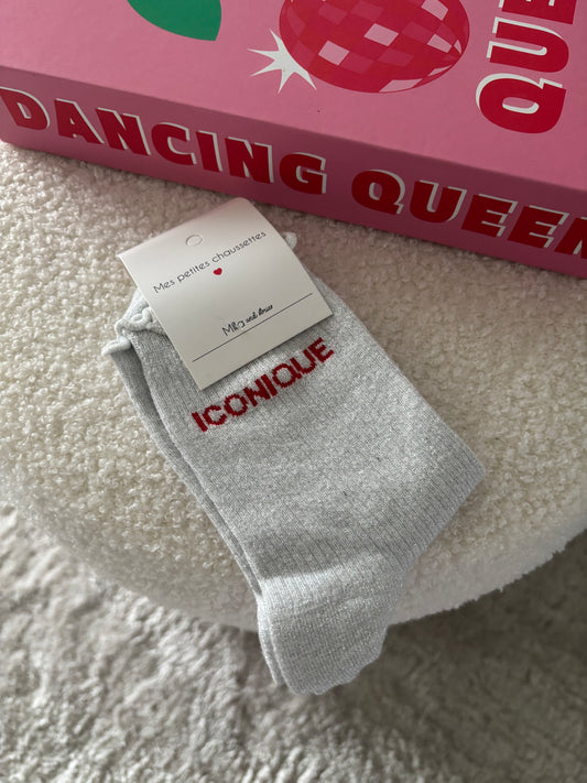 Chaussette à paillettes iconique blanche