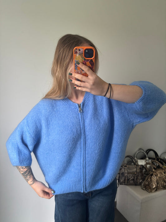 Pull Zip bleu