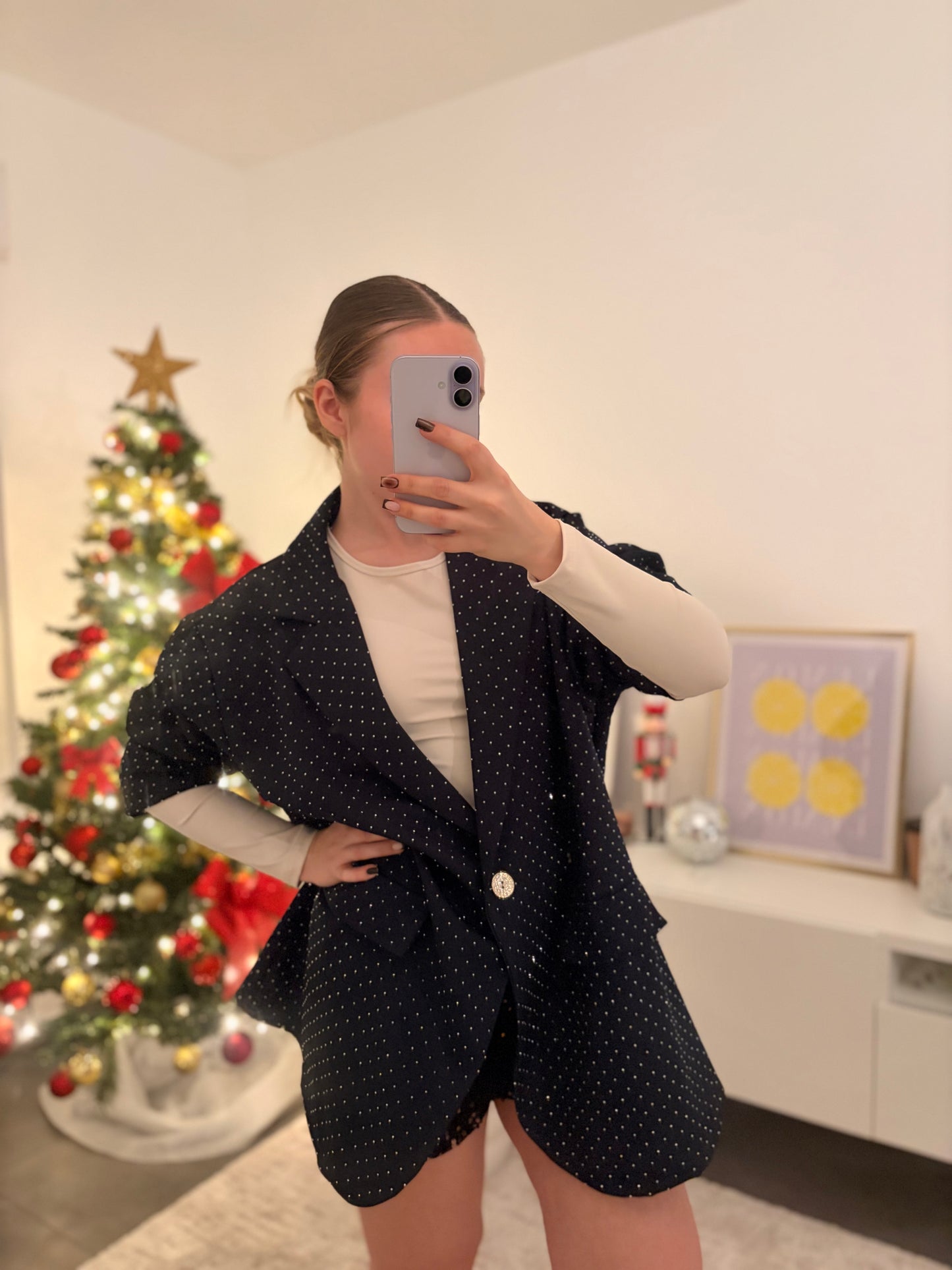 Blazer strass bleu marine