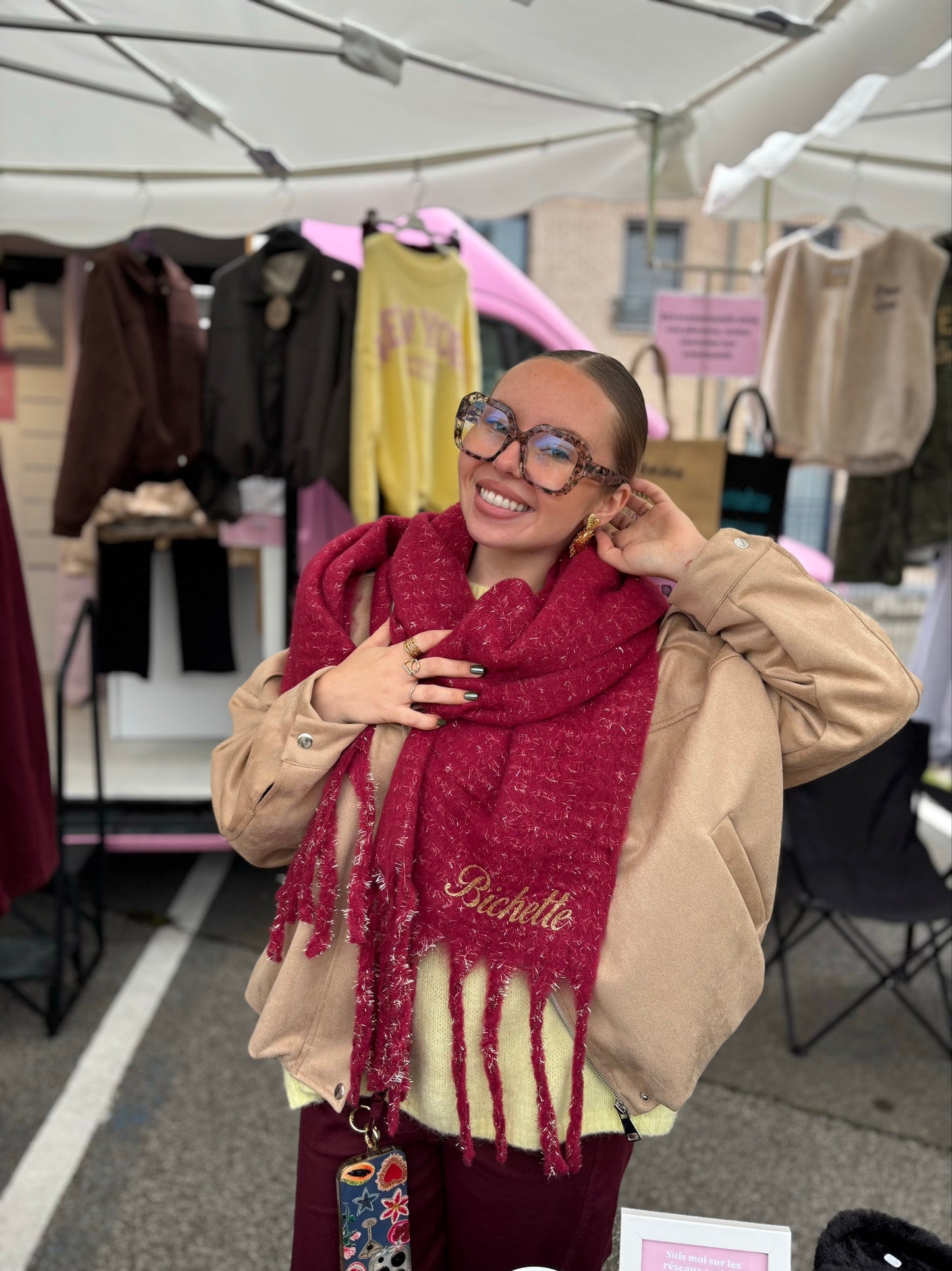 Écharpe Bichette Bordeaux à paillettes