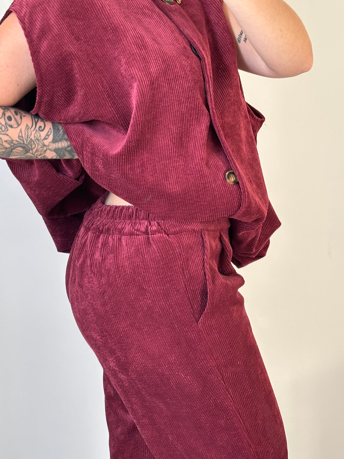 Pantalon Velours Bordeaux