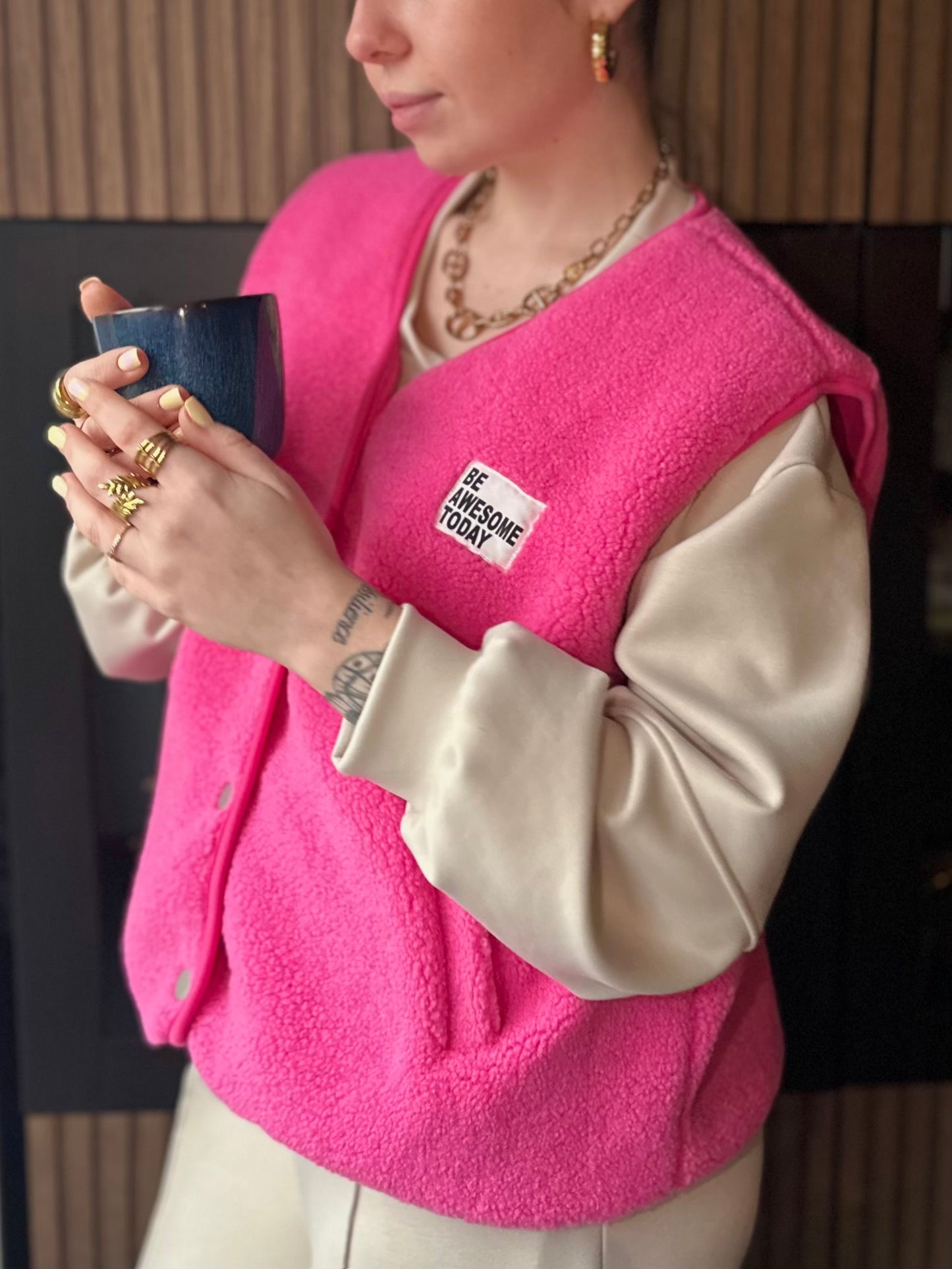 Gilet en Teddy Charlotte Fushia