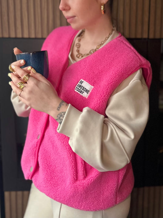 Gilet en Teddy Charlotte Fushia