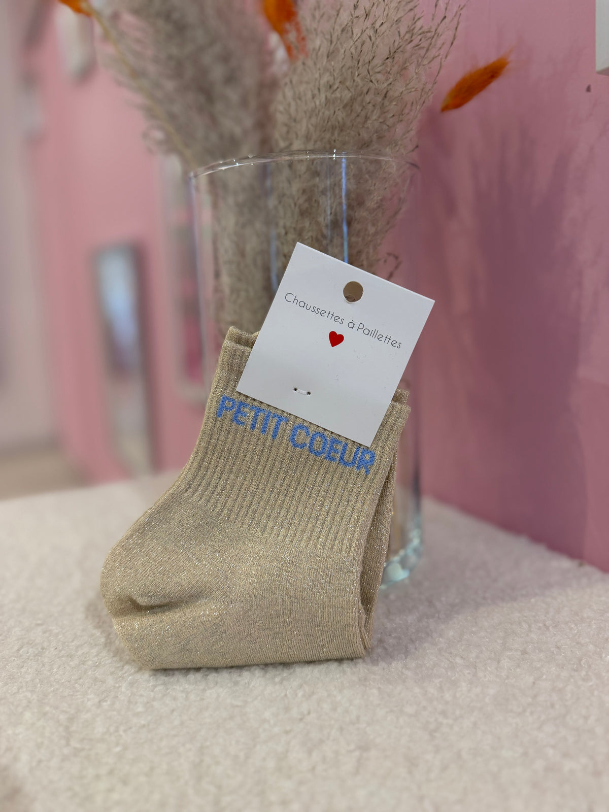 Chaussettes paillettes petit cœur
