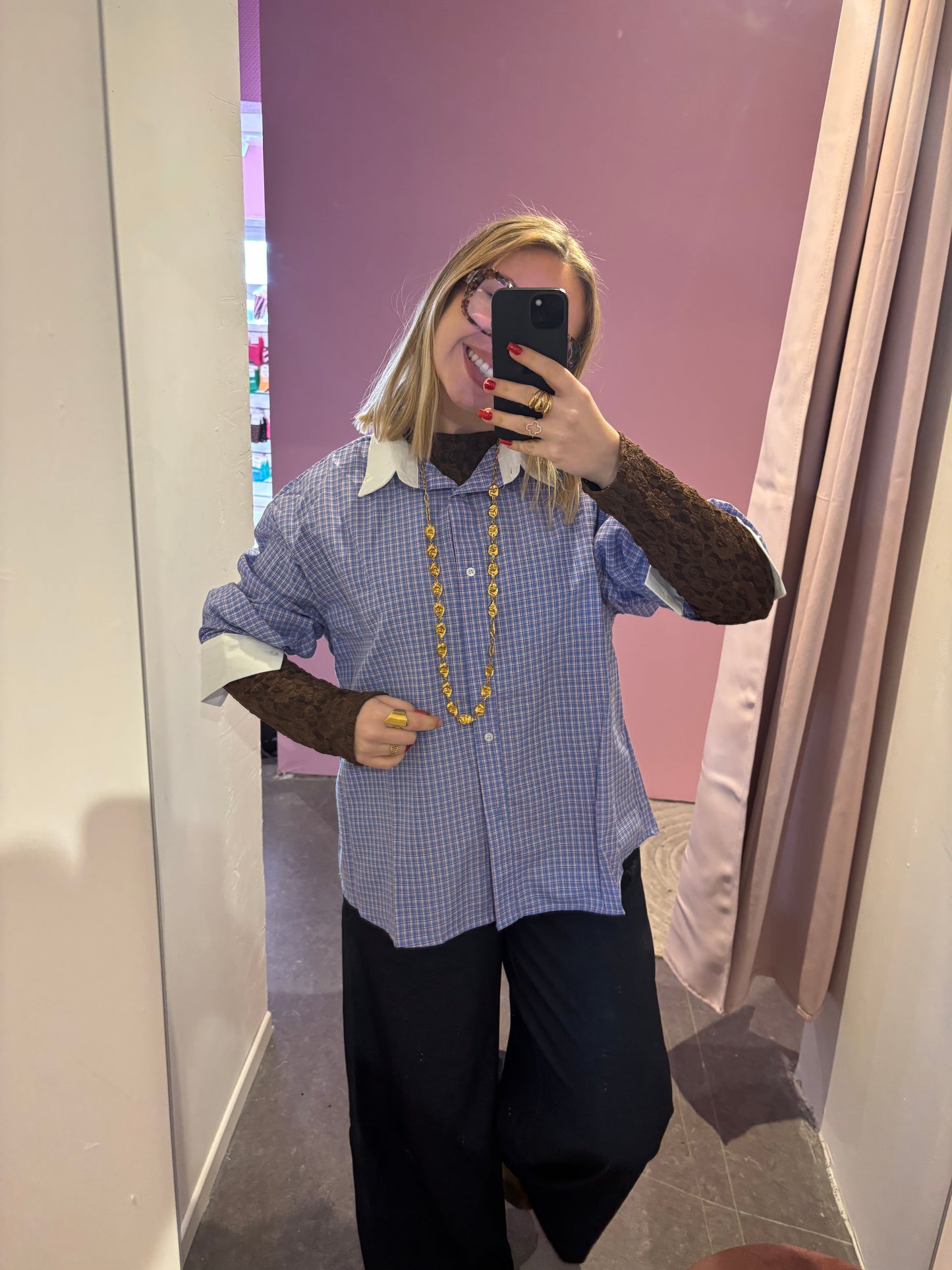 Chemise bleue carreaux Oversize