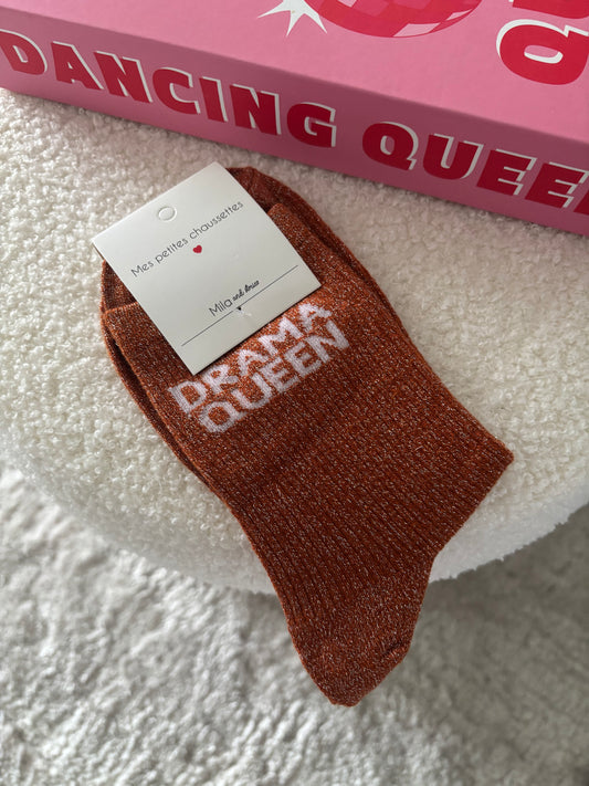 Chaussette à paillettes drama queen camel