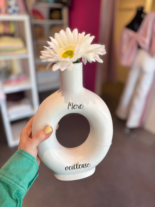 Vase blanc mère veilleuse