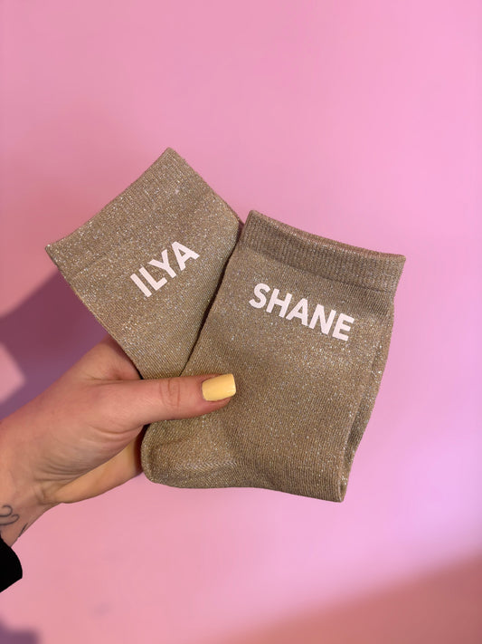 Chaussettes paillettes Shane Ilya Beiges