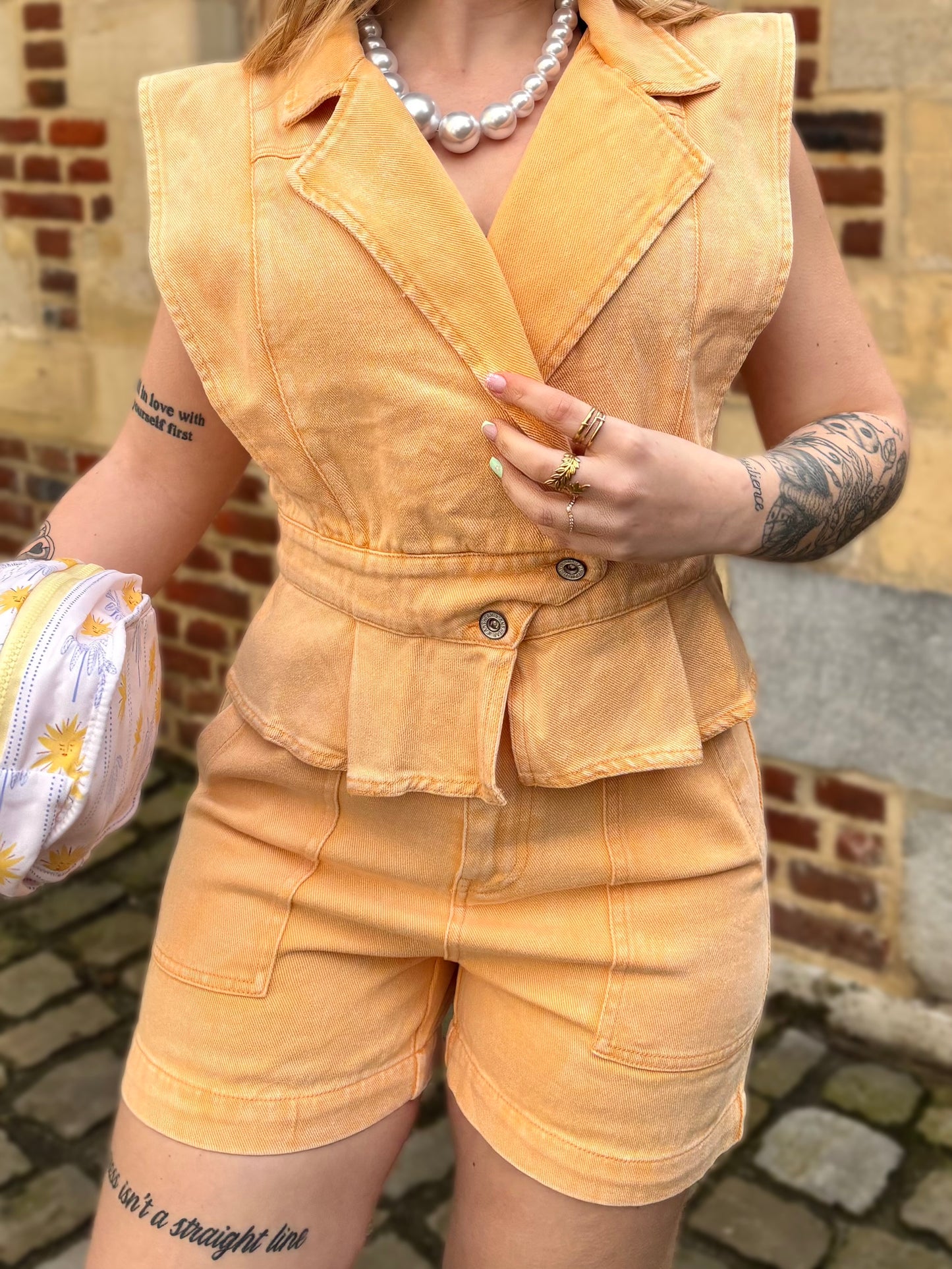 Haut Elyna orange denim