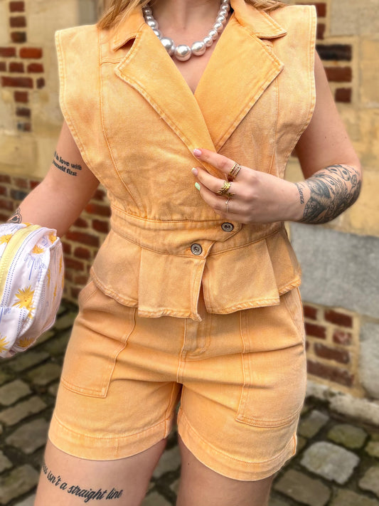 Short Elyna orange denim