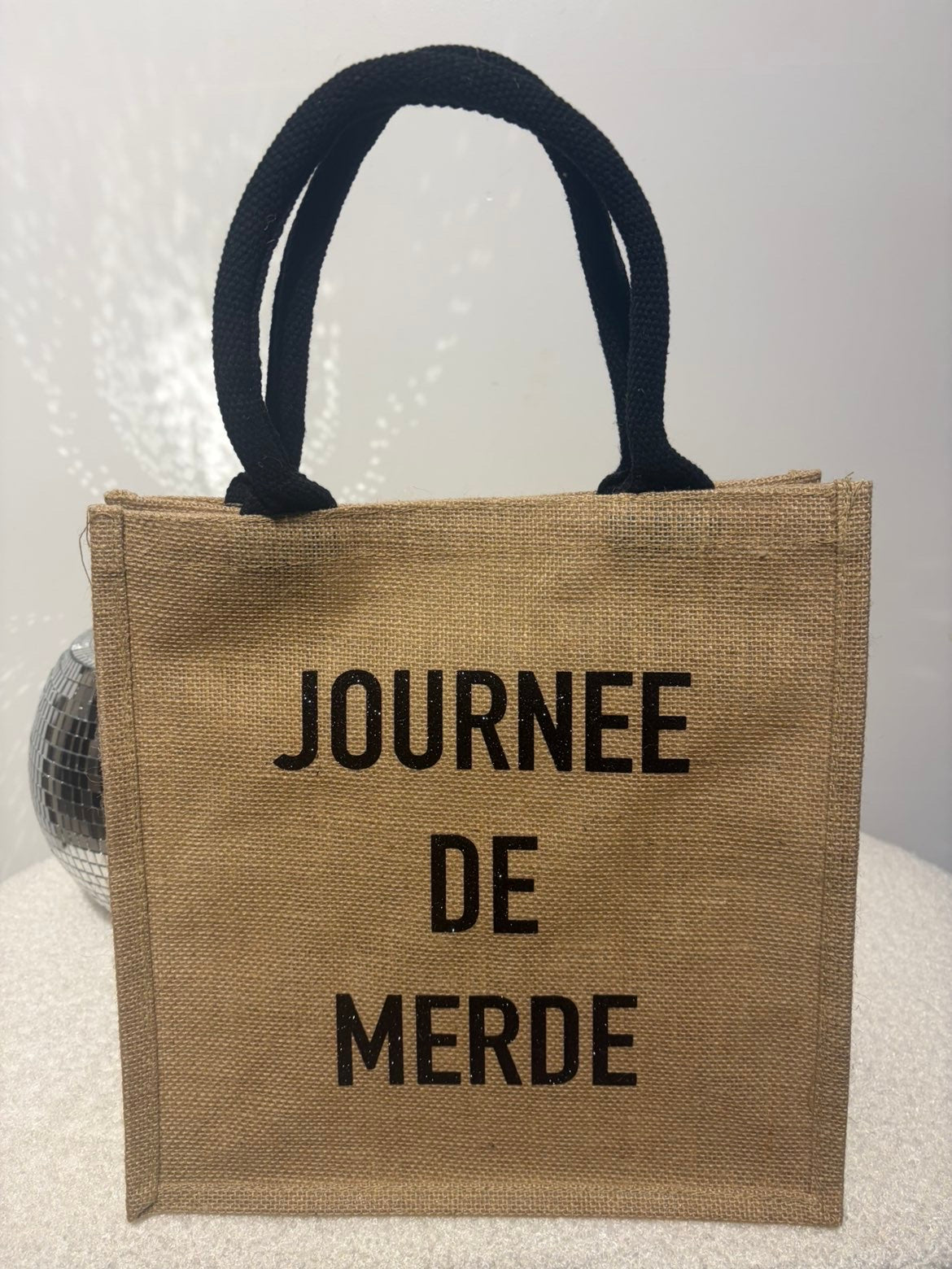 Sac en jute journée de merde beige