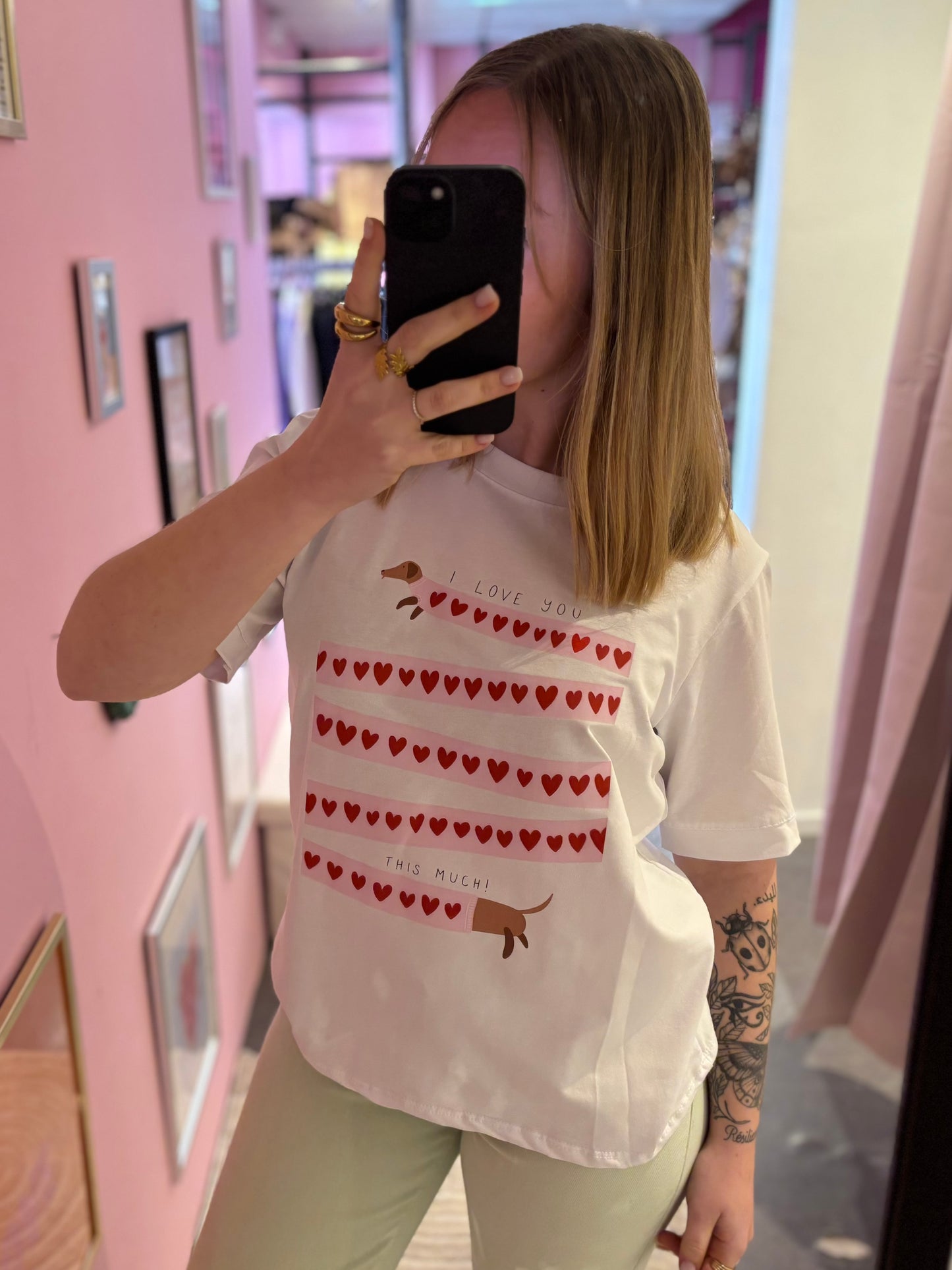 T shirt love Teckel blanc