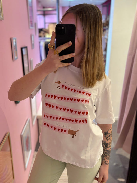 T shirt love Teckel blanc