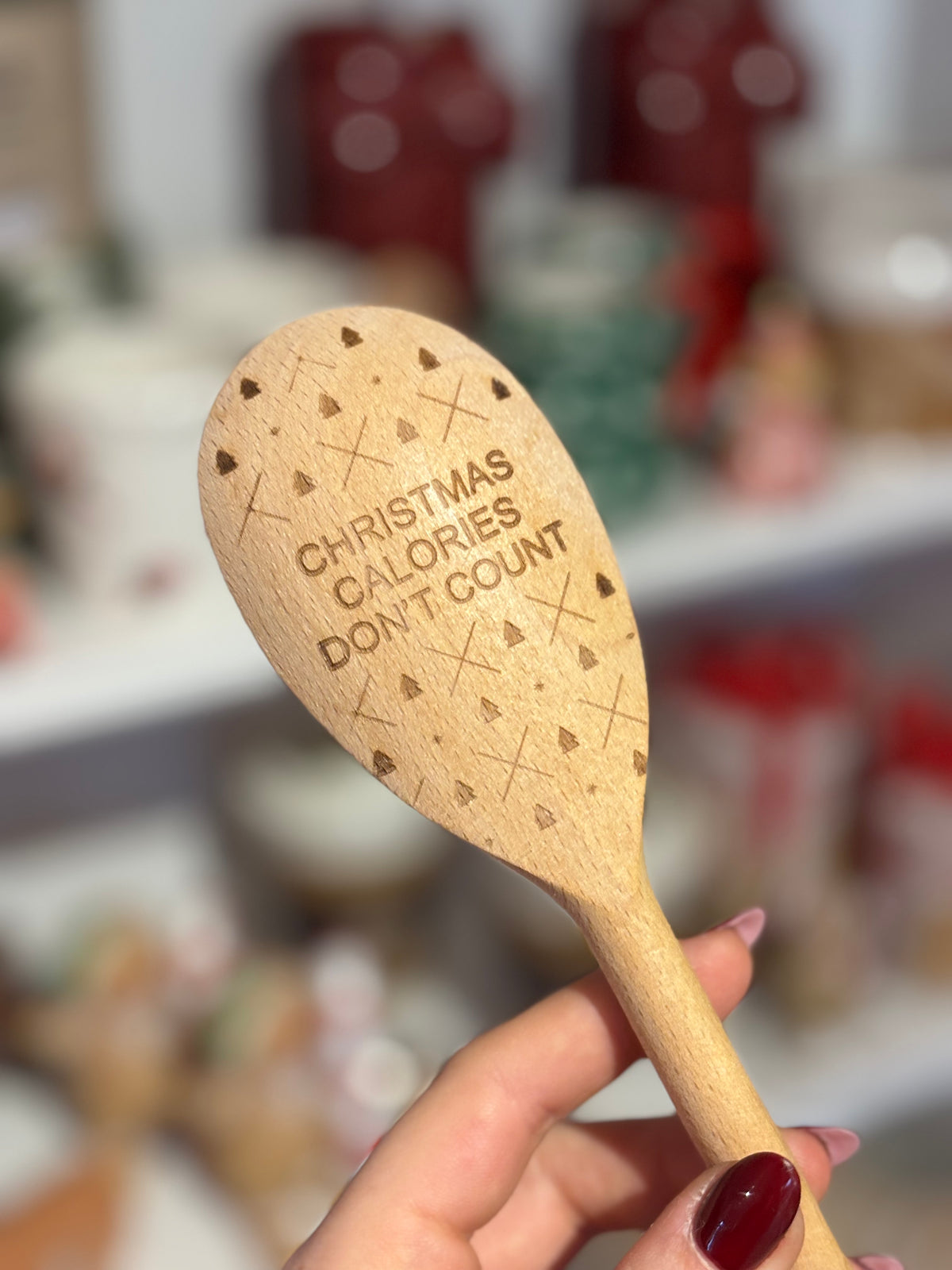Cuillère en bois « les calories de Noël ne comptent pas »