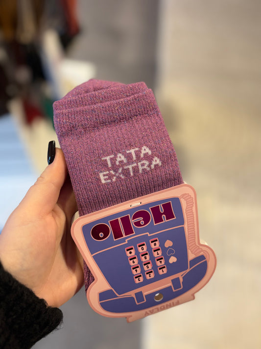 Chaussette à paillettes tata extra mauve