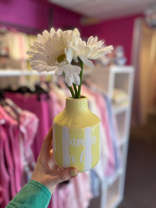 Vase ligné jaune maman en or