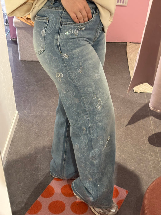 Jeans bandana strass