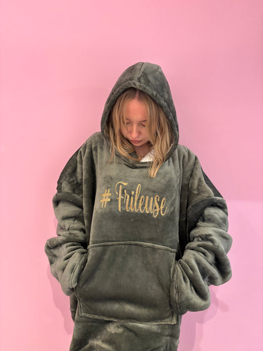 Poncho plaid Frileuse kaki