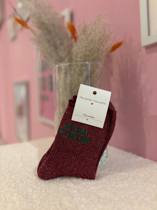 Chaussettes paillettes mon cœur
