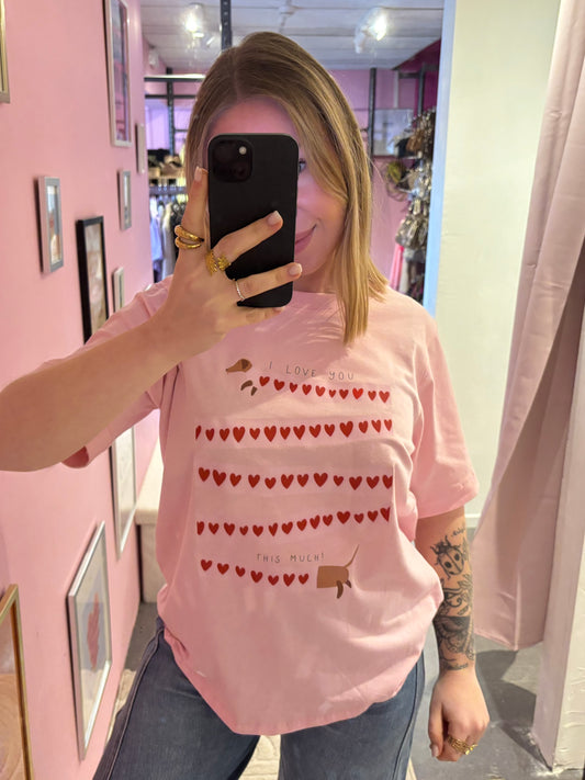 T shirt love Teckel rose