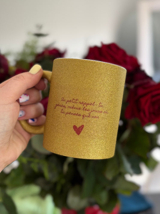 Mug dorée « tu gères » jaune
