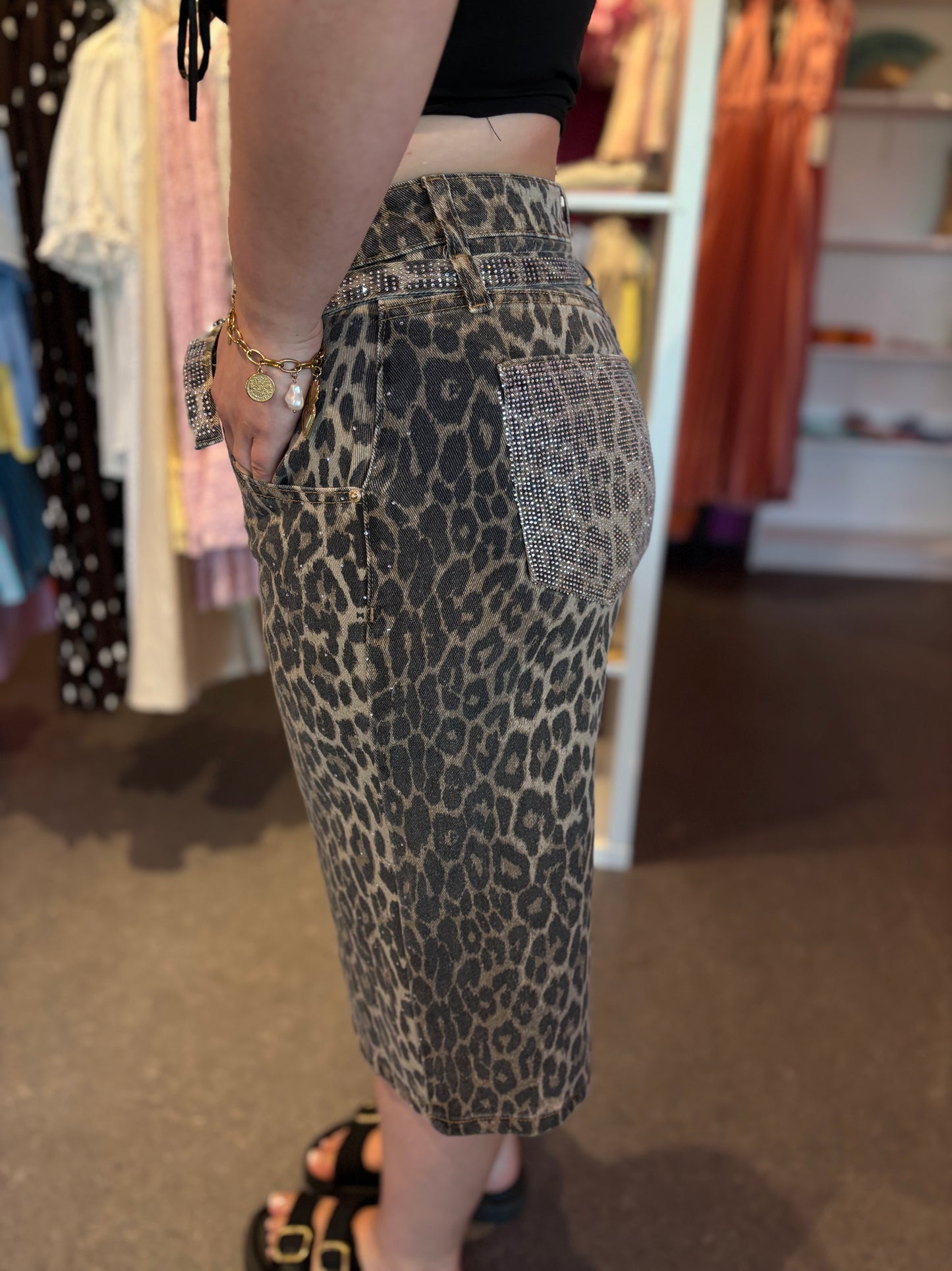 Bermuda léopard strass