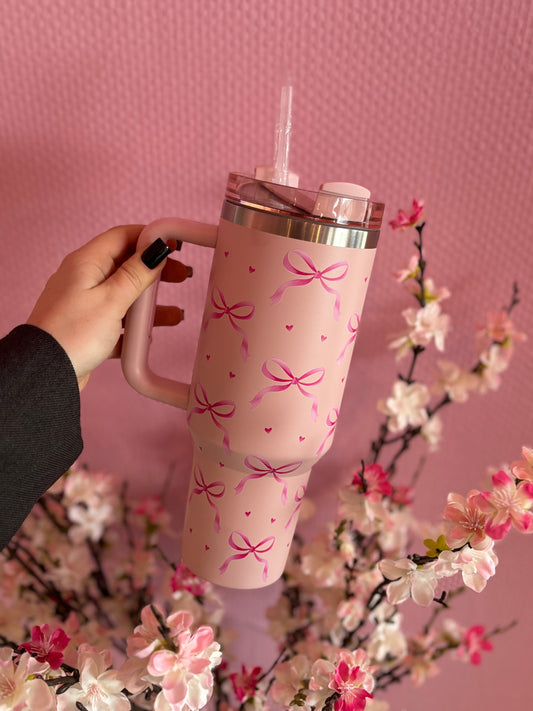 Grosse gourde isotherme noeud rose