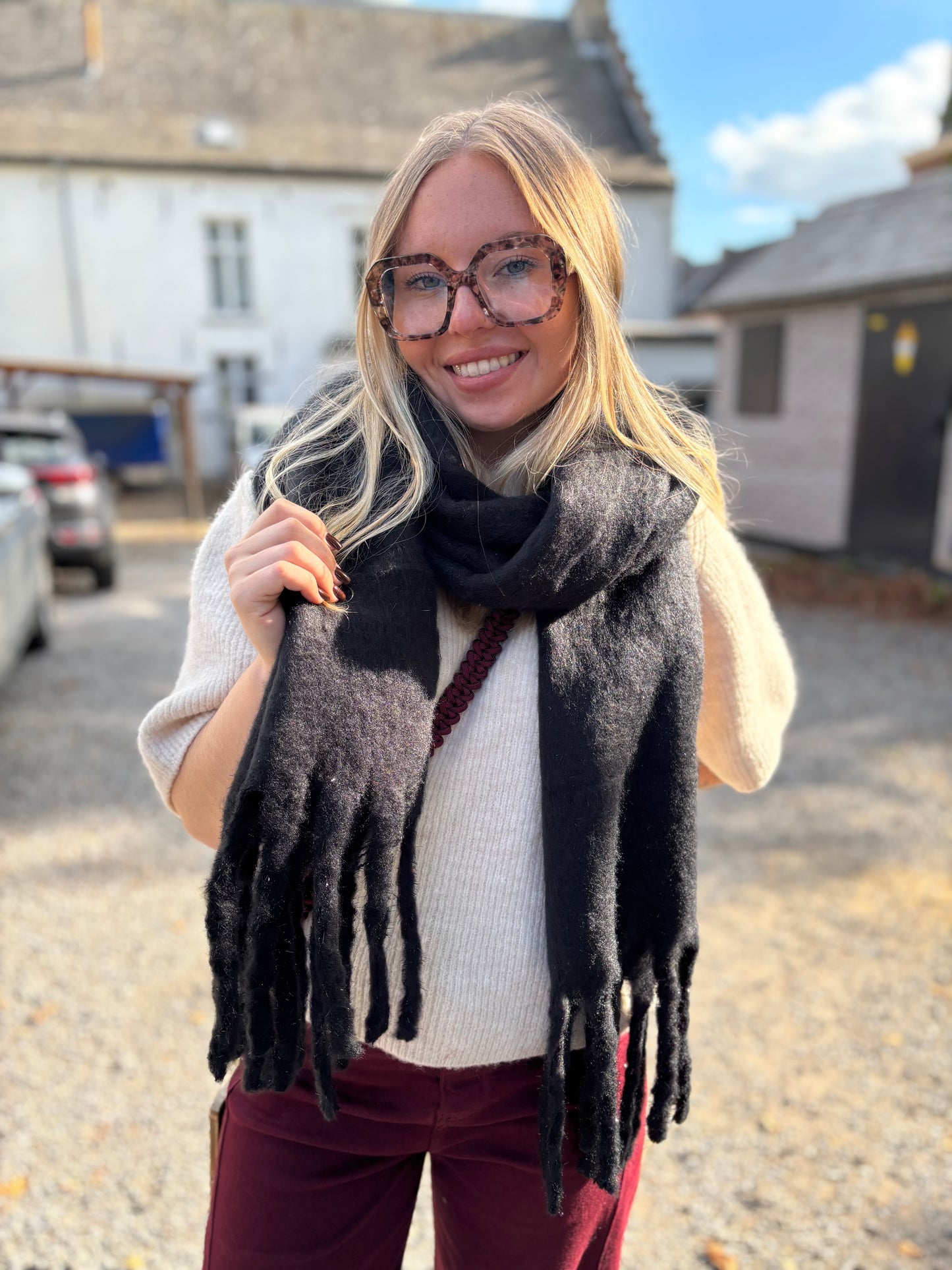 Écharpe Paillettes Noire Personnalisable